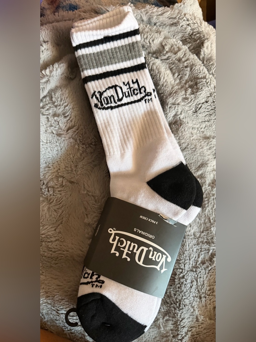 Von Dutch Men's White & Black and grey Crew Socks NWT
